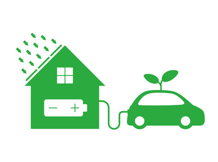 Smart house with solar energy, charging electric carのイラスト素材