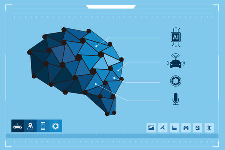 human brain and artificial intelligence concept, computational photographyのイラスト素材