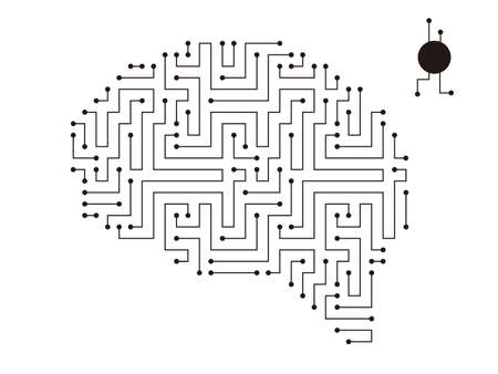 circuit board, maze and brain, Artificial intelligence concept. vector illustrationのイラスト素材