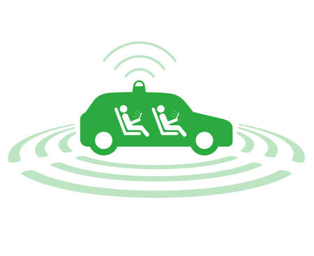 Green electric self-driving car iconのイラスト素材