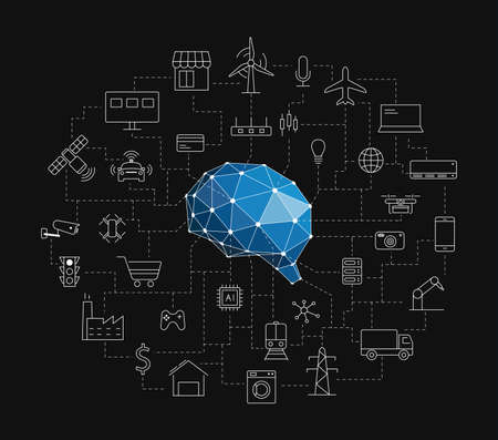 Artificial intelligence connects the future, vector illustrationのイラスト素材