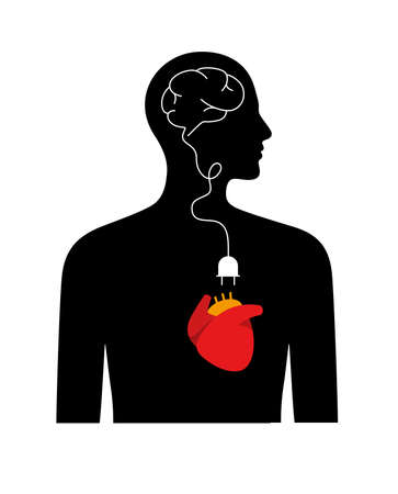 Human organ brain, heart and plug, vector illustrationのイラスト素材