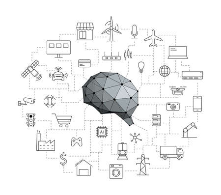 Artificial intelligence connects the future, vector illustrationのイラスト素材