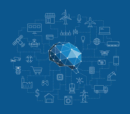 Artificial intelligence connects the future, vector illustrationのイラスト素材