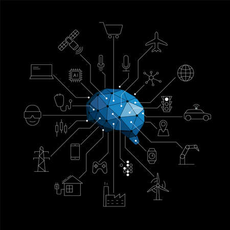 Artificial intelligence connects the future, vector illustrationのイラスト素材