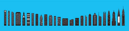 Modern City Skyline on white backgroundのイラスト素材