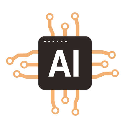 Microchip icon, Artificial intelligence concept. vector illustrationのイラスト素材