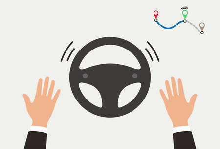 Autonomous self-driving concept, no touching, artificial intelligent, vectorのイラスト素材