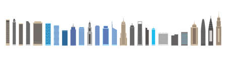 Modern City Skyline on white backgroundのイラスト素材