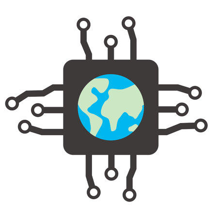 Earth in the center of the circuit board, earth artificial intelligence futureのイラスト素材