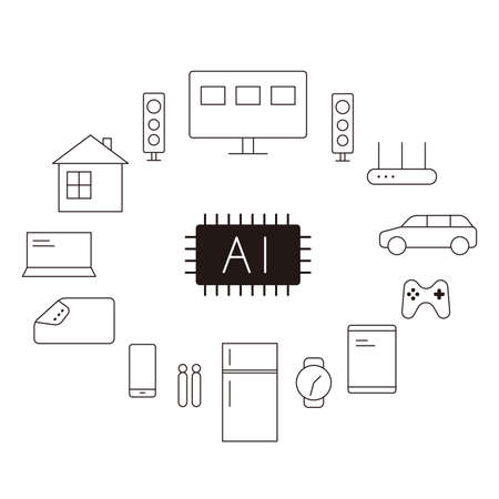 Circuit board, Artificial intelligence IOT concept, electric product, smart homeのイラスト素材