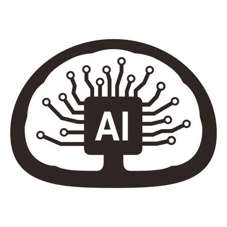 Microchip in the Cyborg head, Artificial intelligence concept. vector illustrationのイラスト素材
