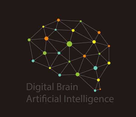 Artificial intelligence concept. Dot circuit board brain icon, high tech style vector illustrationのイラスト素材