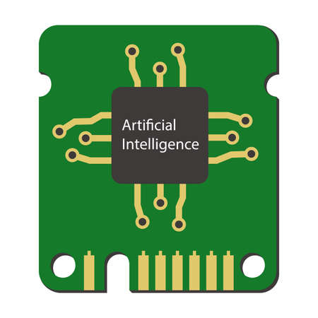 Microchip icon, Artificial intelligence concept. vector illustrationのイラスト素材
