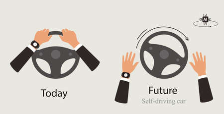 Autonomous self-driving concept, today and the future, artificial intelligent, vectorのイラスト素材