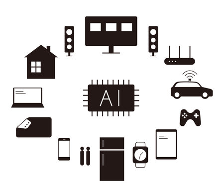 Circuit board, Artificial intelligence IOT concept, electric product, smart homeのイラスト素材