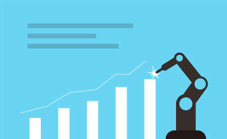 Robot machine with business, vector illustrationのイラスト素材