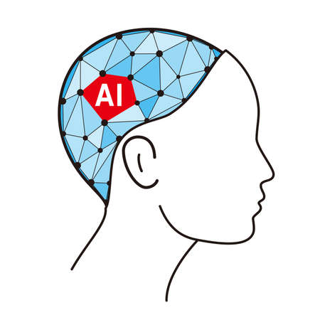 Microchip in the Cyborg head, Artificial intelligence concept. vector illustrationのイラスト素材