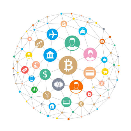 Digital background of Blockchain or Internet, vector illustrationのイラスト素材