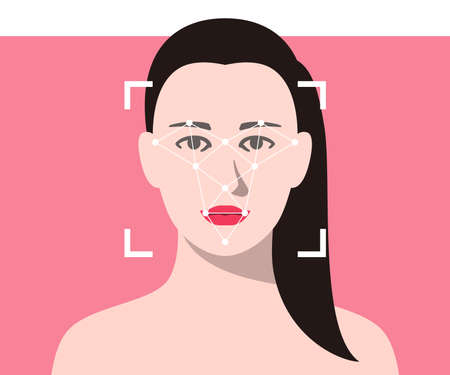 Face ID, facial Recognition System concept icons, take a pictureのイラスト素材