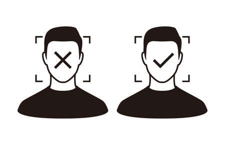 Face ID, facial Recognition System concept icons, biometric identification, personal verification, simple vector illustrationのイラスト素材