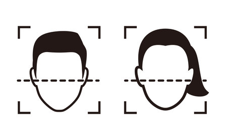 Face ID, facial Recognition System concept icons, biometric identification, personal verification, simple vector illustrationのイラスト素材