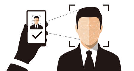 Face ID, facial Recognition System concept icons, take a pictureのイラスト素材