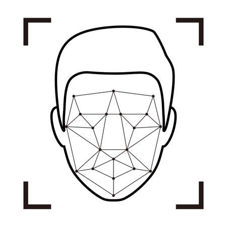 Face ID, facial Recognition System concept icons, biometric identification, personal verification, simple vector illustrationのイラスト素材
