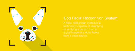 Dog face ID, facial Recognition System concept icons, take a pictureのイラスト素材