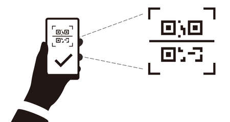 QR Recognition System concept, smart phone scanning the barcode, vector illustrationのイラスト素材