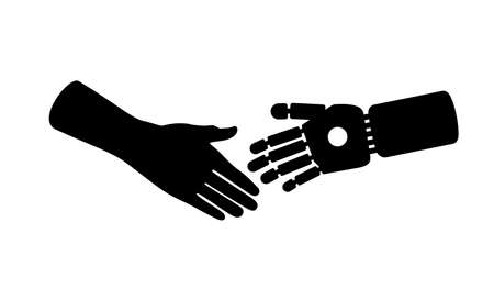 Male hand shaking robot hand, new high technologyのイラスト素材