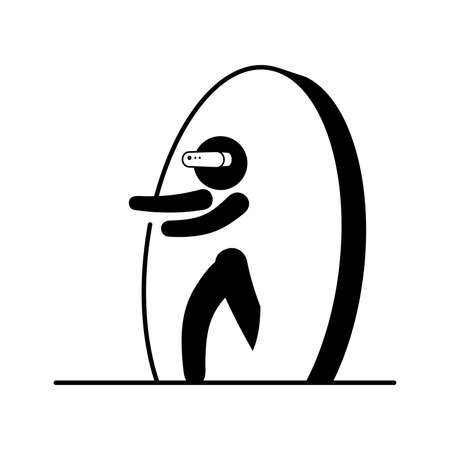 Minimal Metaverse icon Design. man wearing 3d glasses, coming into virtual reality worldのイラスト素材