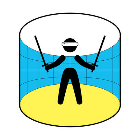 Minimal Metaverse icon Design. Person Enjoying an Experiences of Metaverse Virtual Worldのイラスト素材