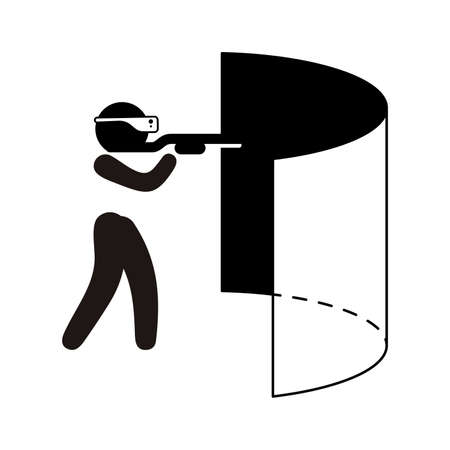 Minimal Metaverse icon Design. Person Enjoying an Experiences of Metaverse Virtual Worldのイラスト素材