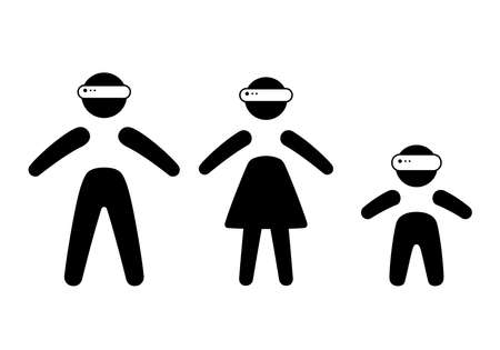 Minimal Metaverse icon Design. Family members wearing VR glassesのイラスト素材