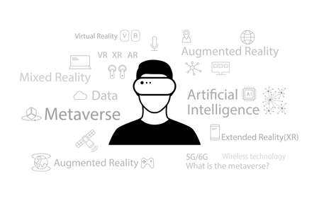 Metaverse Virtual Reality Concepts. man wearing 3D glassesのイラスト素材