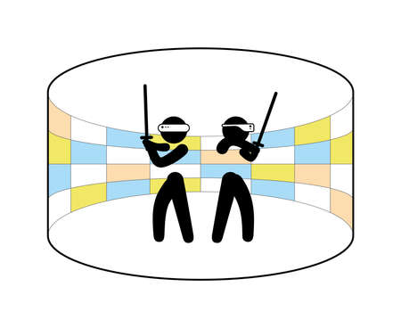 Minimal Metaverse icon Design. Person Enjoying an Experiences of Metaverse Virtual Worldのイラスト素材
