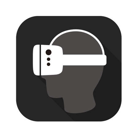 Man wearing Virtual reality glasses. side view, playing games, vector illustrationのイラスト素材
