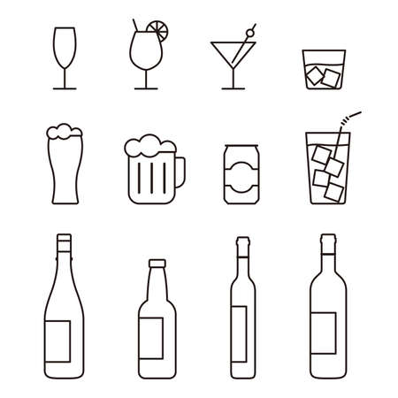 Beer and wine drink icon set vector illustrationのイラスト素材