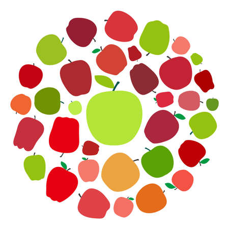 Apple fruit flat icon set in an circle vector illustrationのイラスト素材