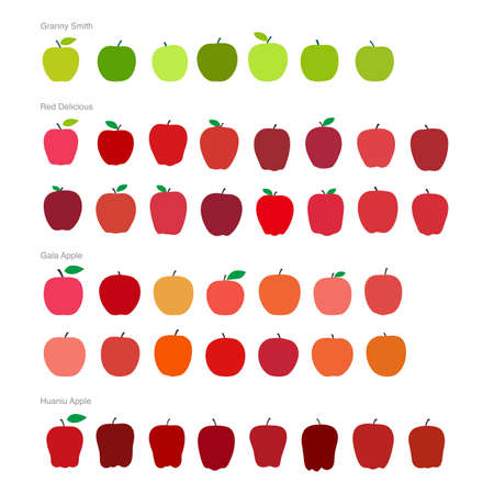 Apple fruit flat icon set vector illustrationのイラスト素材