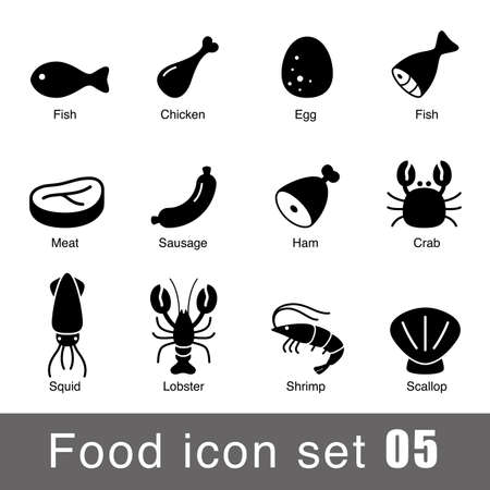 Supermarket meat icon set design, vector illustrationのイラスト素材