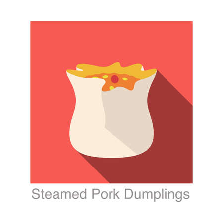 Xiao long bao, steamed dumplings bun, shaomai, Chinese food flat iconのイラスト素材