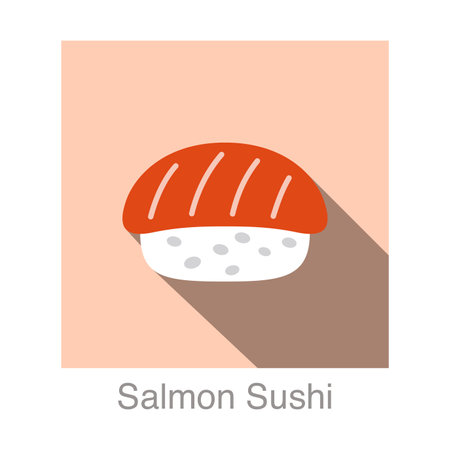 Salmon Sushi Japanese food flat icon design vector illustrationのイラスト素材