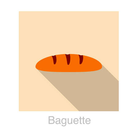 Baguette Bread flat icon design vector illustrationのイラスト素材