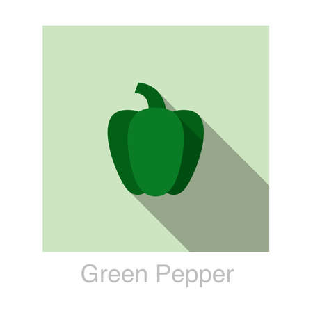 Green pepper Vegetables food flat icon vector illustrationのイラスト素材