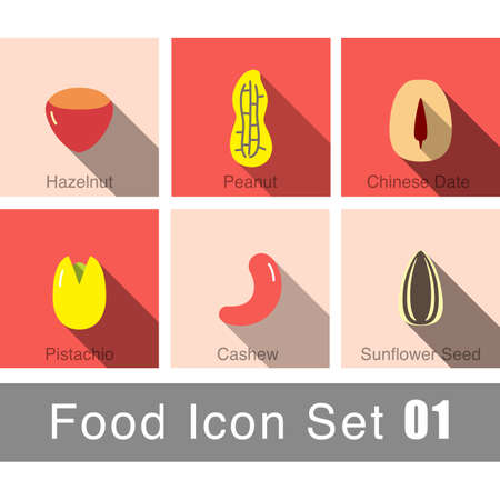 Different Nuts Set Isolated On colorful Backgroundのイラスト素材