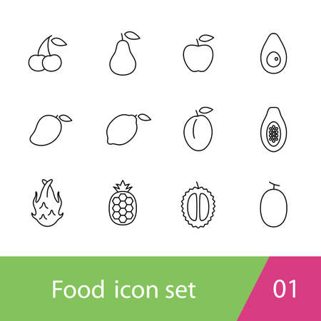 Fruit outline icon set design, vector illustrationのイラスト素材