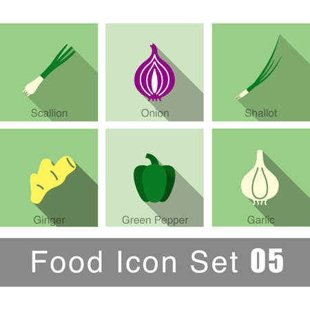 Vegetables food flat icon set design vector illustrationのイラスト素材