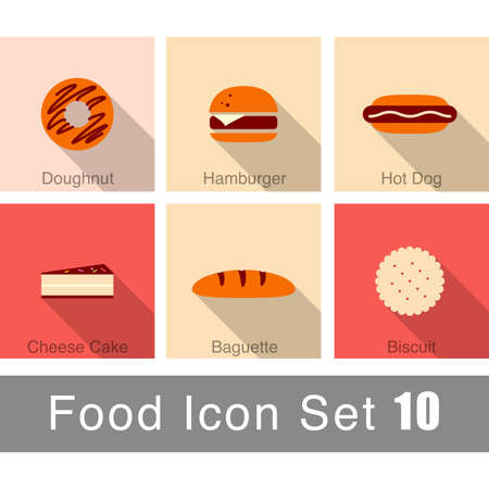 Bakery icon set, bread, biscuit snack icon set design, vector illustrationのイラスト素材